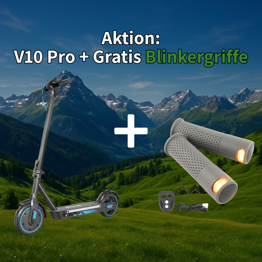AlpenScooter V10 Pro + Blinker – 500W E-Scooter mit LED-Blinkergriff | bis 35 km Reichweite