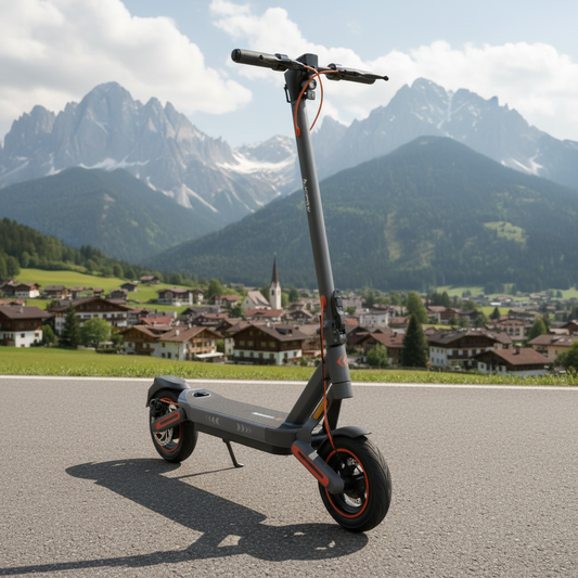 AlpenScooter E12 – E-Scooter mit integriertem Blinker, 500 W & Doppelfederung (StVO 2026)
