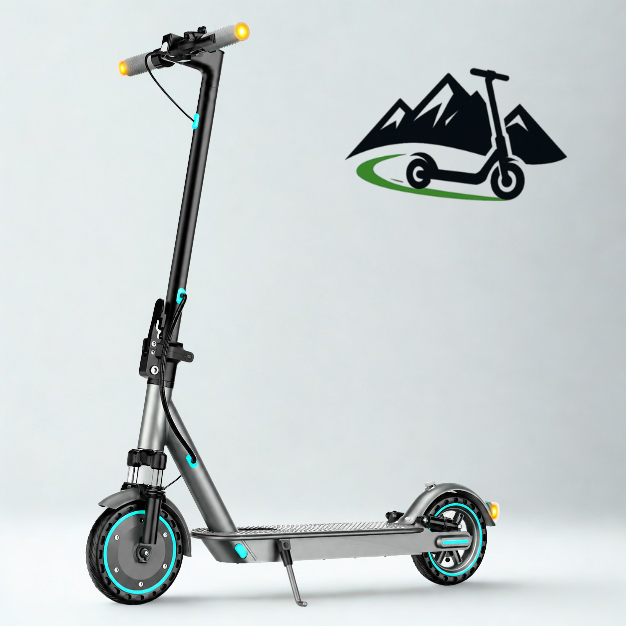 AlpenScooter D8 MAX E-Scooter in Blau, Seitenansicht mit montierten Blinkern
